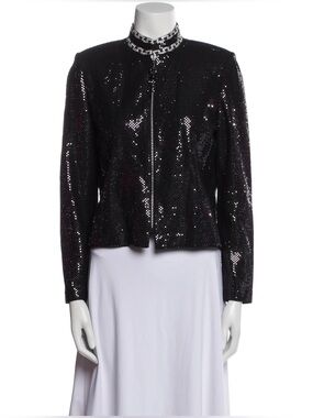 St. John Couture Marie Grey Sequin Evening Jacket Size 14